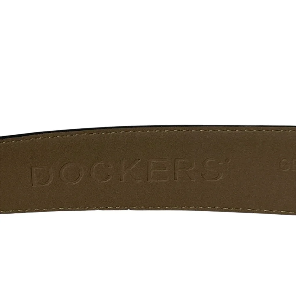 Dockers Men's Brown Genuine Leather Belt‎ Silver Buckle Classic Style Size 40